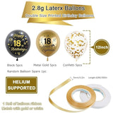 18th Birthday Balloons Set Black Gold Number 18 Latex Confetti Balloons Party Decor