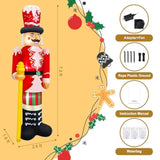 Christmas Inflatables 8Ft Nutcracker Figurine Red & White Soldier With Candy Cane Stripes, Staff & Crown Hat Festive Hol