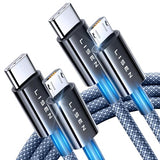 2-Pack USB C to Micro USB Cable 3.3FT Nylon Braided, Micro USB Cable PS4 Controller Charger, 2.4A Charging&480Mbps Data Transmission, for Type C Wall