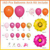 183Pcs Pink And Orange Balloons Garland Arch Kit With Hot Pink Gold Foil Flowers Balloons For Pink And Orange Party Decoration Summer Tropical Birthday Baby Shower Wedding