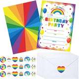 30 Pack Rainbow Birthday Party Invitations For Boys Girls Kids Birthday Invitations With 30 White Envelopes And 30 Seal Stickers Labels Rainbow Party Decorations Supplies Cards