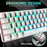 65% Wired Gaming Mechanical Keyboard and Mouse Combo, Mini 68 Keys, RGB Backlight, Lightweight RGB 6400DPI Honeycomb Optical Mouse,Mouse Pad Compatible with PS4,Xbox,PC,Laptop,MAC (White/Blue Switch)