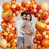 Fall Balloon Arch Kit: Orange, Burgundy, Rose Gold - Pumpkin & Leaf Decor