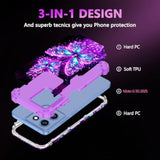 Compatible With Moto G 5G 2025 Case,Glow In The Dark Three Layer Heavy Duty Sturdy Shockproof Full Protection Rugged Hard Pc+Soft Tpu Bumper Case,All Purple