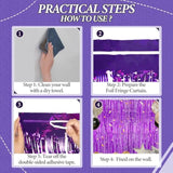 3-Pack Purple Foil Fringe Backdrop Curtains for Party & Photo Booth Décor