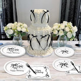 Black Bow Birthday Party Supplies β 96pcs Elegant Tableware Set with Plates, Napkins & Forks