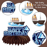 Nautical Theme Party Honeycomb Centerpieces 12-Piece Cruise Ship Classic Movie Table Decorations Ocean Ship Table Centerpieces Nautical Birthday Party Decorations for Baby Shower Supplies