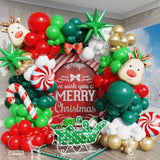 158Pcs Christmas Balloon Arch Garland Kit, Xmas Red Green White Gold Latex Balloons With Candy Cane Elk Deer Foil Balloons For Christmas New Year Winter Holiday Birthday Party Decorations