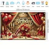 Red High Heel Birthday Backdrop for Women, 71x43in, Durable Polyester Fabric Party Decor