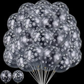 72 Pieces Winter Clear Snowflake Balloons Transparent Snowflakes Balloon Glitter Confetti Balloon 12 Inch Clear Latex Balloons Wonderland Decorations For Christmas Birthday Party