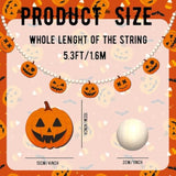 5.4Ft Halloween Wooden Bead Garland with Pumpkin Charms for Fireplace Wall Decor