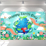Earth Day Banner 70.8 x 43.3 Inch Green Polyester Occasion Earth Day Party Decorations