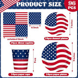 96Pcs 4th of July Plates and Napkins Sets, Paper Independence Day Decor