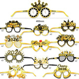 36pcs Black Gold New Year 2026 Party Kit Hats Glasses and Accessories