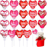 24 Pcs Valentine‘S Day Balloons Self Inflatable Heart Balloons With Bow Rod 4 Inch Valentine Decoration For Wedding Birthday Engagement Party Supplies