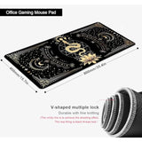 Black & Gold Large Mouse Pad, Boho Snake Witch Desk Mat For Desktop, Women Gaming Full Desk Mousepad, Moon Phases Computer Laptop Protector Writing Pad For School Office Home 35.4X15.7 In