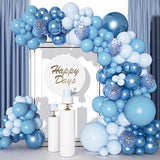143pcs Blue Balloon Garland Kit Metallic Macaron Confetti Balloons for Parties