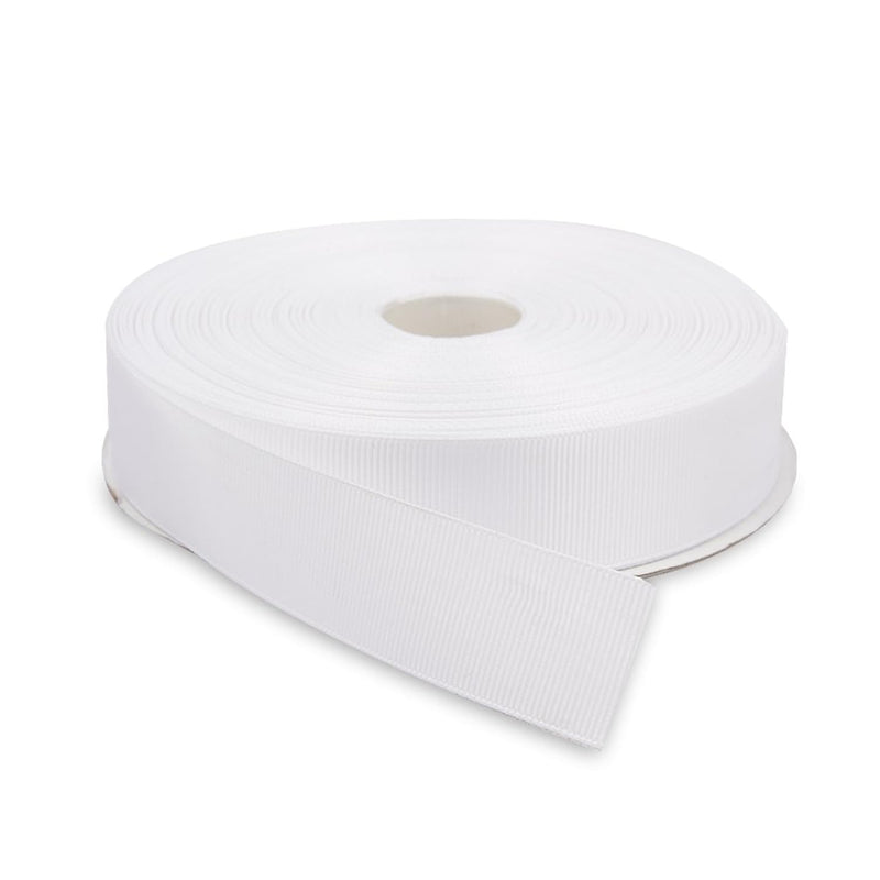 1 Inch X 50 Yards Double Face Solid Grosgrain Ribbon Roll, White
