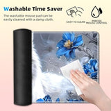 Large Gaming Mouse Pad With Cup Coaster Set, Xl Mousepad Large Desk Pad With Non-Slip Base, Extended Mousemat With Stitched Edges, 31.5 X 11.8 In, White Wolf