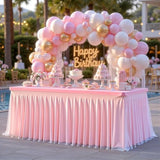 Pink Tablecloths 6 Foot Rectangle Tables, Spandex Fitted Tablecloth Stretch Table Cover With Tulle Skirt For Baby Shower Birthday Party Wedding Banquet Dessert Table Decorations