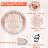 96Pcs Bridal Shower Party Decorations Rose Gold Themed Tableware Bride To Be Paper Plates Napkins Pink Bride To Be Dinnerware Party Supplies For Bachelorette Bridal Wedding Engagement Serves 24 Guests
