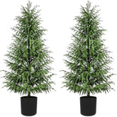 Norfolk Pine Christmas Tree Real Touch Faux Holiday Tree With Pot, Realistic Indoor Outdoor Decoration For Entryway, Living Room, Office, Apartment (5Ft- 2Pack)