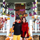 Halloween Potion Bar Banner Black Purple Glitter Bats Witch Party Haunted Decor