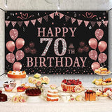 70Th Birthday Decorations - Rose Gold 70Th Birthday Banner & Backdrop (5.9 X 3.6 Ft) Party Supplies