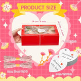 50 Set Valentine'S Day Pink Cookie Boxes With Window 9X6X3 Inches Red Pink Bakery Box For Gift Giving With Rope Love Card For Valentine Wedding Chocolate Pastries Dessert Packaging