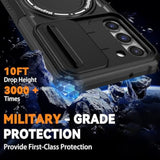 Samsung Galaxy S23+ Plus Phone Case with Magnetic Ring Stand and 2X Screen Protector, Military Grade Drop Protection, Compatible with MagSafe, Shockproof Cover for Samsung S23 Plus, Black