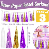 3P Purple-Gold Party Decoration Tassel Garland, Tassels Banner Streamers For Parade Floats, Bachelorette, Wedding, Birthday, Halloween, Christmas, Bridal/Baby Shower Party Decorations