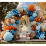 Blue & Orange Balloon Arch Kit: Double Stuffed Latex Balloons