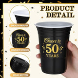 50 Pack 50Th Birthday Decorations Birthday Cups 16 Oz Disposable Plastic Gold And Black Cheers To 50 Years Cups For Men Women Hot Cold Drinks For Wedding Anniversary Supplies