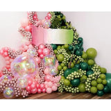 253pcs Pink & Green Balloon Garland Kit with Stars and Crown for Birthday Party Decor