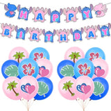Cartoon Blue Birthday Decorations Luau Set with Banners Balloons Cupcake Cake Toppers