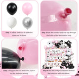 113pcs Pink & Black Halloween Balloon Garland Kit with Happy Boo Day Banner