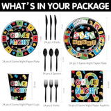 Family Game Night Party Decorations Tableware, Family House Board Games Party Supplies For Birthday Kids Adults Gaming Night, Disposable Paper Plate, Napkin, Cup, Cutlery, Serves 24
