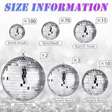 200 Pcs Mini Mirror Disco Ball Ornaments Mardi Gras Small Silver Hanging Decorations Reflective Tiny Balls Bulk For 70S 80S 90S Disco Party, Christmas Tree(8'', 6'', 4'', 3'', 2,'' 1'')