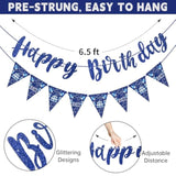 Blue Silver Birthday Décor Banner & Hanging Swirls for Parties