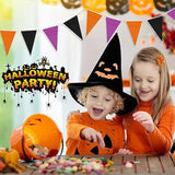 656ft Halloween Pennant Banner 20pcs Purple Orange Black Triangle Flags Fabric Bunting Decor