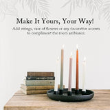 Black Candlestick Holders - Large Ceramic Black Taper Candle Holder W/ 12” Round Base & 5 Holders, Advent Wreath, Christmas, Fall & Halloween Decor Candle Holders