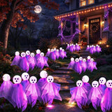 4 Pack Halloween Decorations Outdoor, Solar Scary Ghosts Lights, Purple