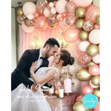 Rose Gold Balloons - 140 Pack, 12 Inch Gold & Pink, Pink Confetti, Arch Kit For Bridal & Baby Showers