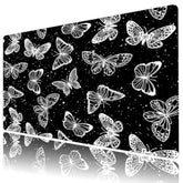 Black And White Butterfly Large Mouse Pad For Desk,Galaxy Space Mouse Pad Gaming Desk Accessories Non-Slip Rubber Base Keyboard And Mouse Pad For Home Office Table Mousepad, 31.5W X 15.7L Inches