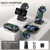 2025 Traveling Wireless Mag-Safe Fast Charging Station,Magnetic 3 In 1 Charger With Light For Iphone 16 15 14 13 12 Pro Max Plus,Apple Watch Series & Air Pods 4 3 2 Pro-Gifts For Wife & Husband