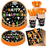 175pcs Halloween Tableware Party Supplies Set Plates Cups Napkins Cutlery Serves 25