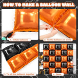 25Pc Black Orange Square Foil Balloons – Wall Backdrop & Arch Party Decor