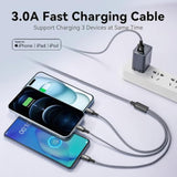 3 In 1 Multiple Charging Cable(2Pack 4Ft), Braided Multi Charger Cord Fast Charging Cable Universal Usb Cable With Type C/Micro Usb Port For Cell Phones, Iphone 16 15 14 13 Series, Tablets, More