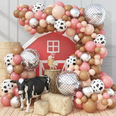 87pcs Cow Print Balloon Garland Kit Pink Brown Nude Western Rodeo Party Decor