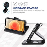 Case For 12 / 12 Pro 6.1 Inch Wallet Case Flip Cover With Card Holder And Wrist Strap For 12 / 12 Pro 6.1 Inch - Black